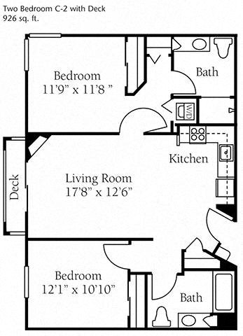 Two Bed Two Bath Floor Plan Two Bed Two Bath Floor Plan at Cogir of Mill Creek, Mill Creek, 98012